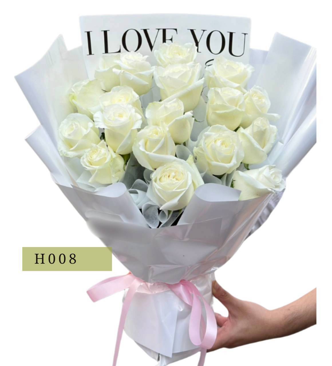 h008 (กุหลาบขาว 15 ดอก)